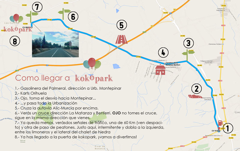 Plano de Kokopark para saber como llegar